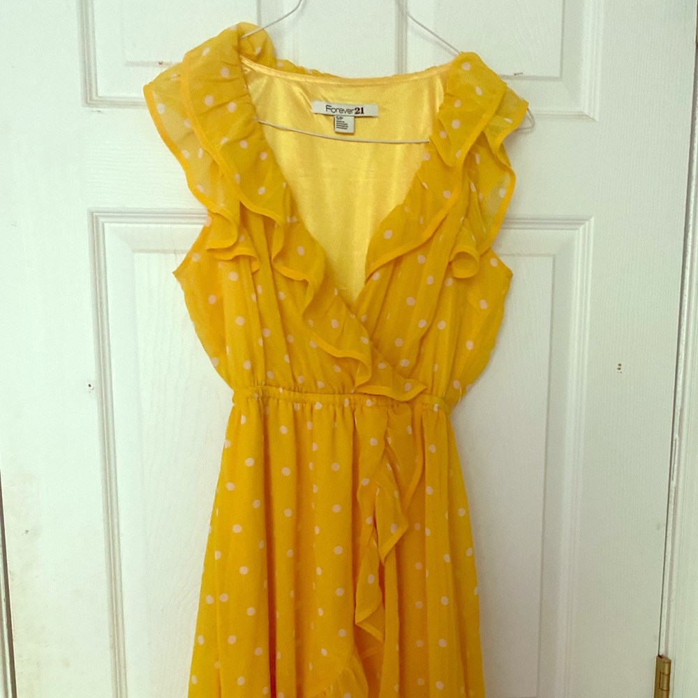 Forever 21 Yellow Polka Dot Summer Dress Women S